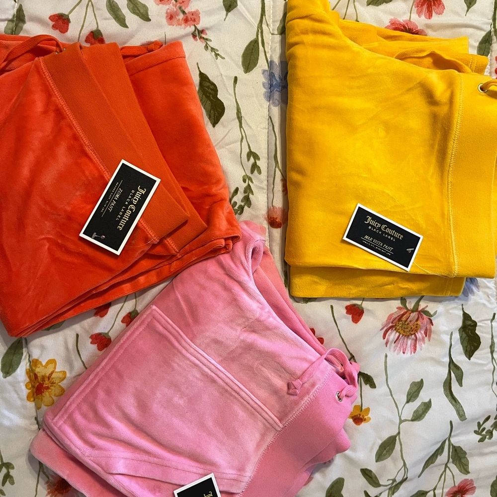 Juicy Couture Velour track pants Orange, Yellow, and Pink